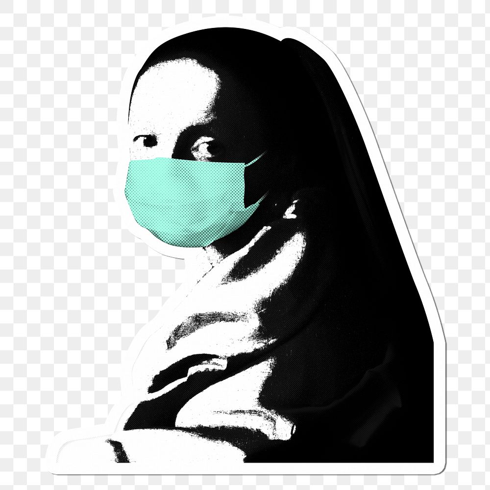 Johannes Vermeer’s young woman wearing… | Free stock illustration | High Resolution graphic Johannes Vermeer’s young woman wearing a face mask during coronavirus pandemic public domain remix