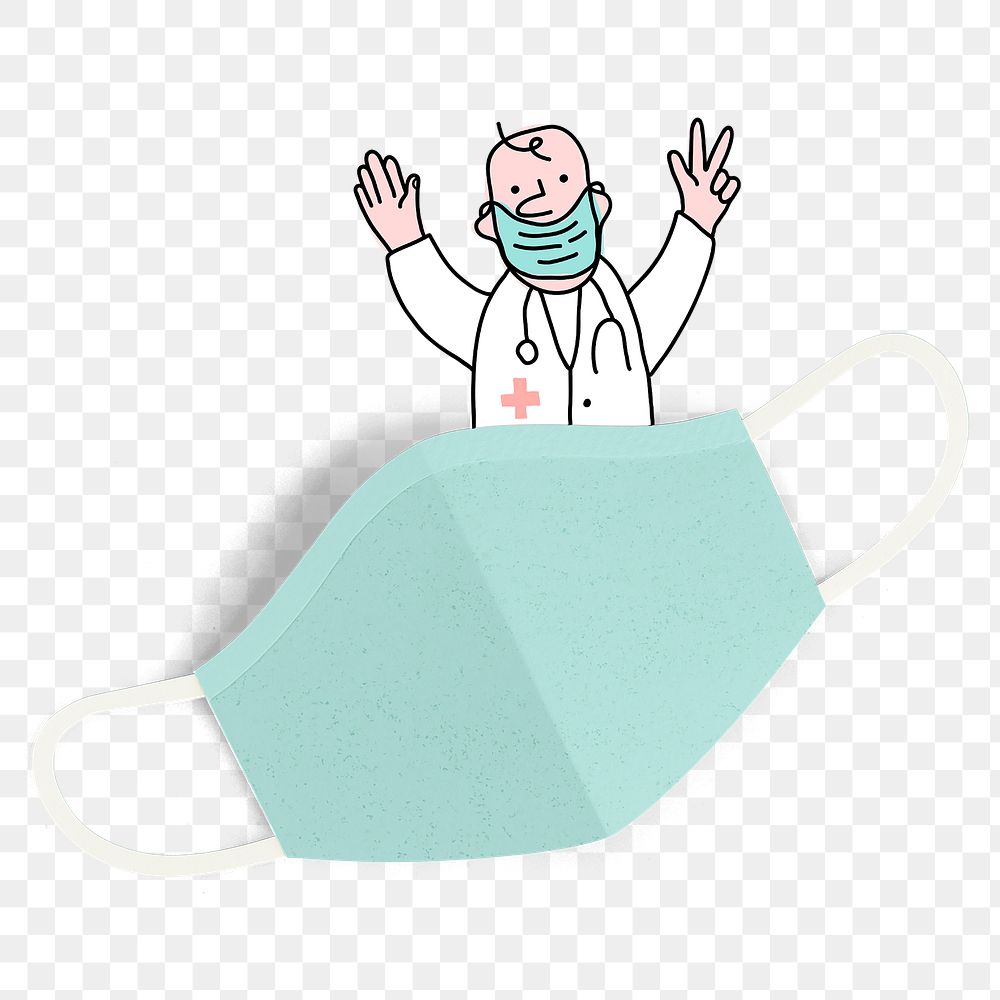 Paper craft green face mask design element