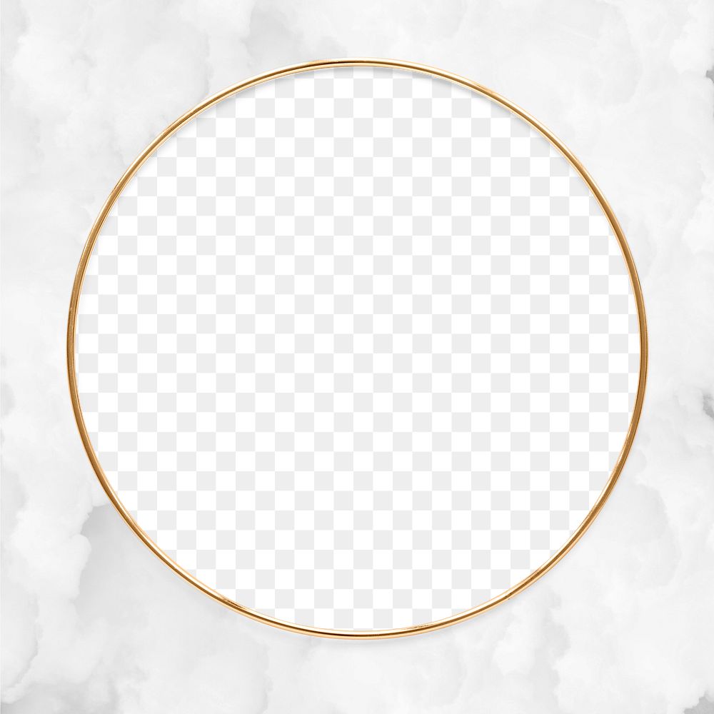  Round gold frame on a crumpled white paper textured background  design element