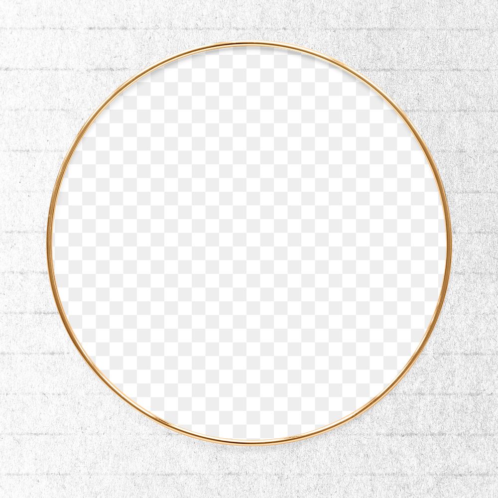 Round gold frame on a white paper textured background  design element