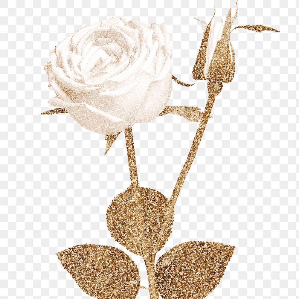 Glittery white rose design element