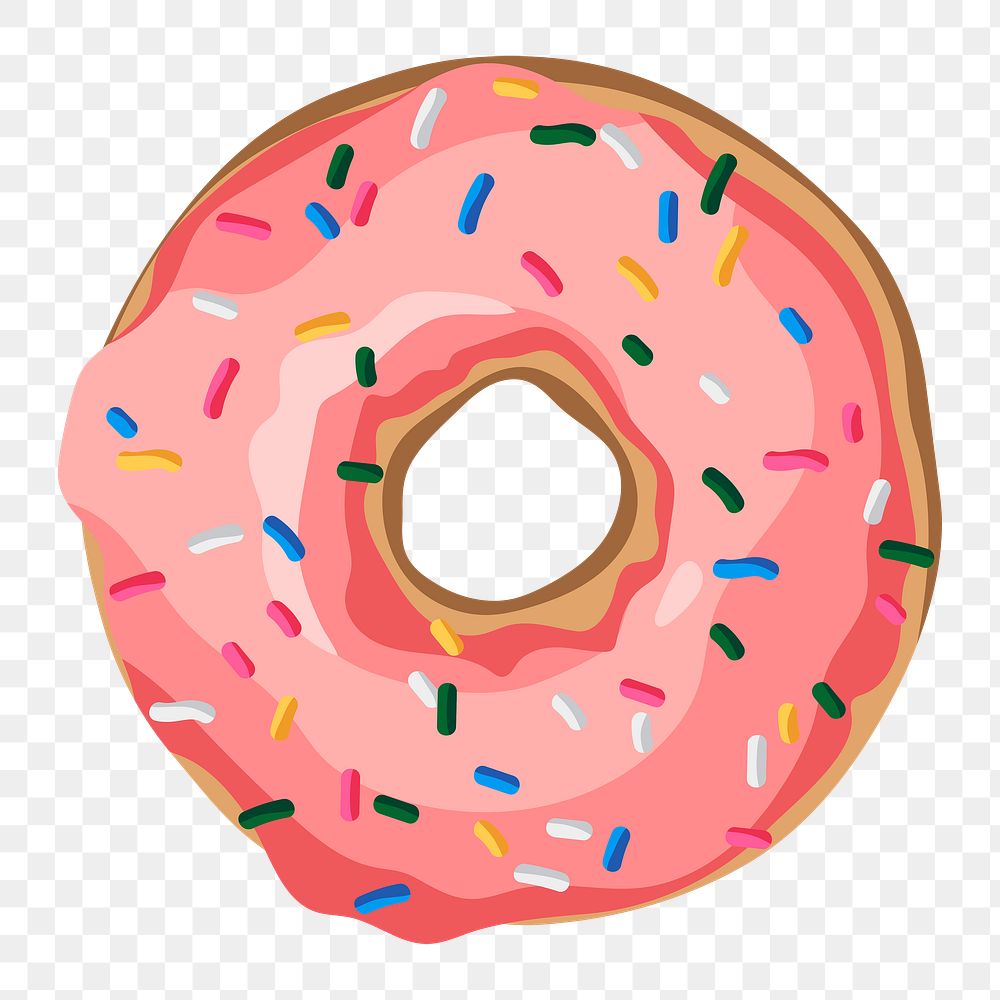 Glazed pink doughnut with sprinkles Premium PNG Sticker rawpixel