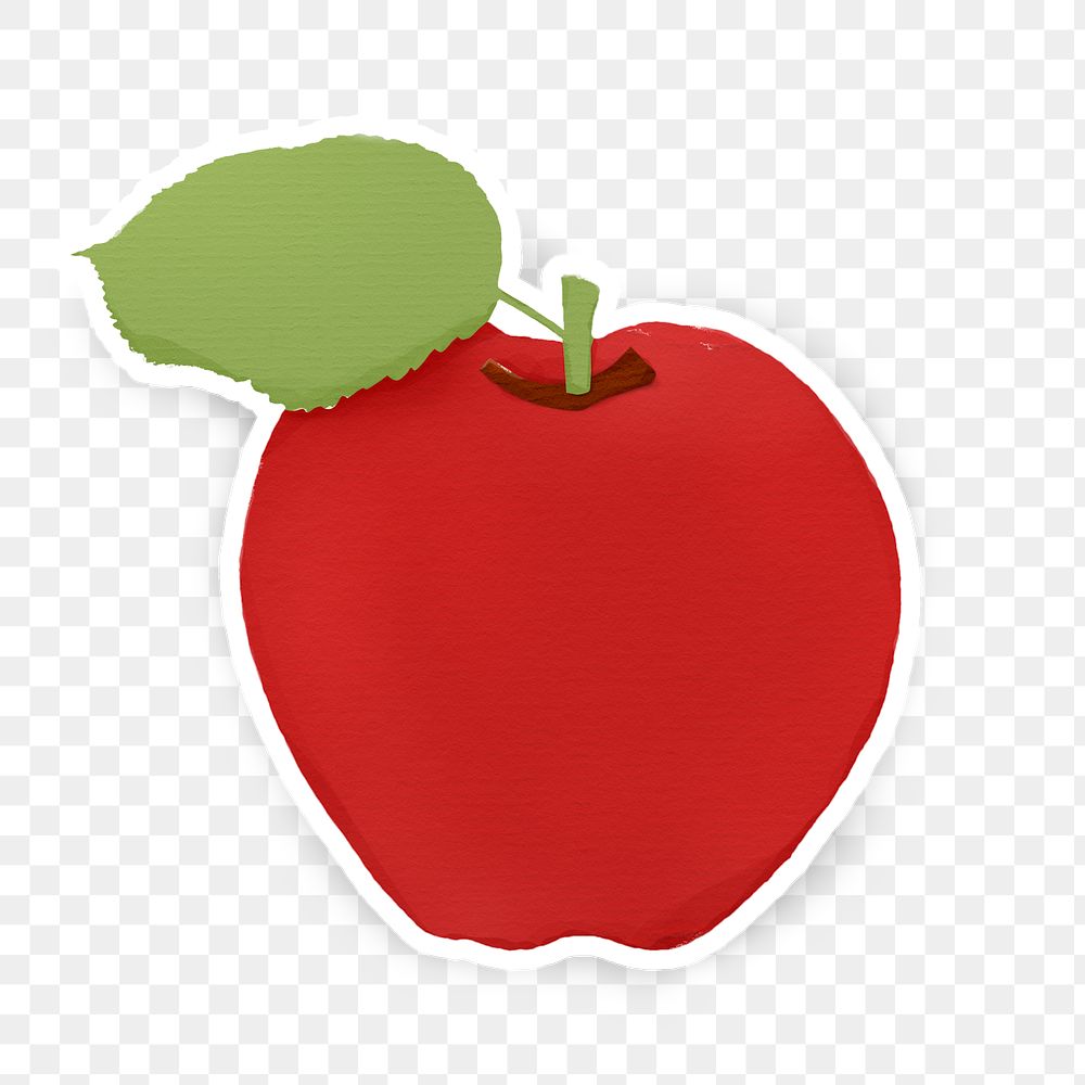 Red apple paper craft illustration sticker 