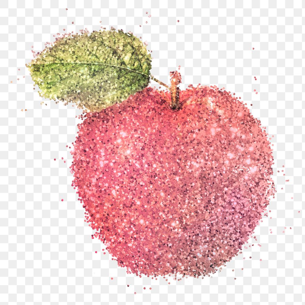 Glittery pink apple illustration design element 