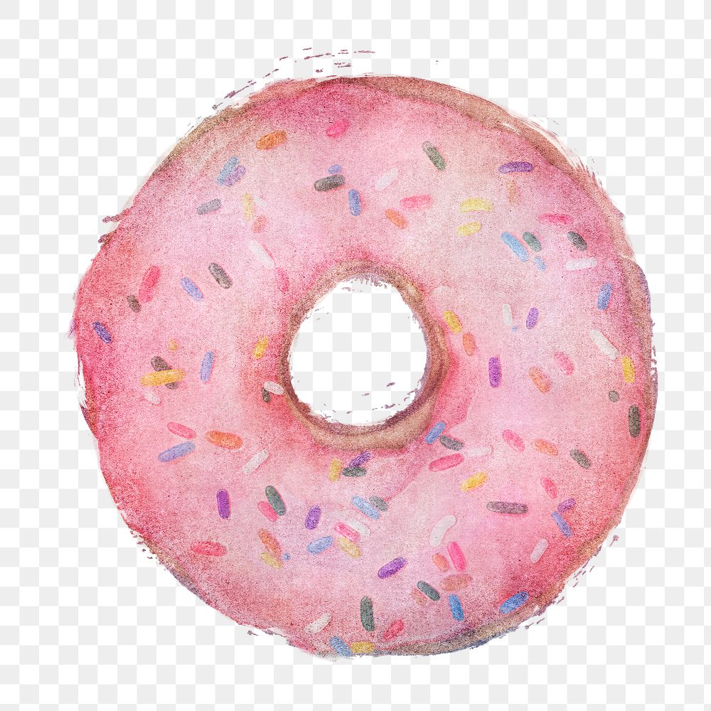 Glazed pink doughnut with sprinkles design element