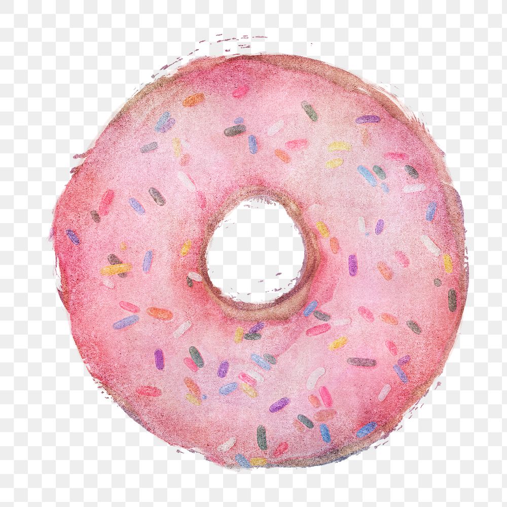 Glazed pink doughnut with sprinkles design element