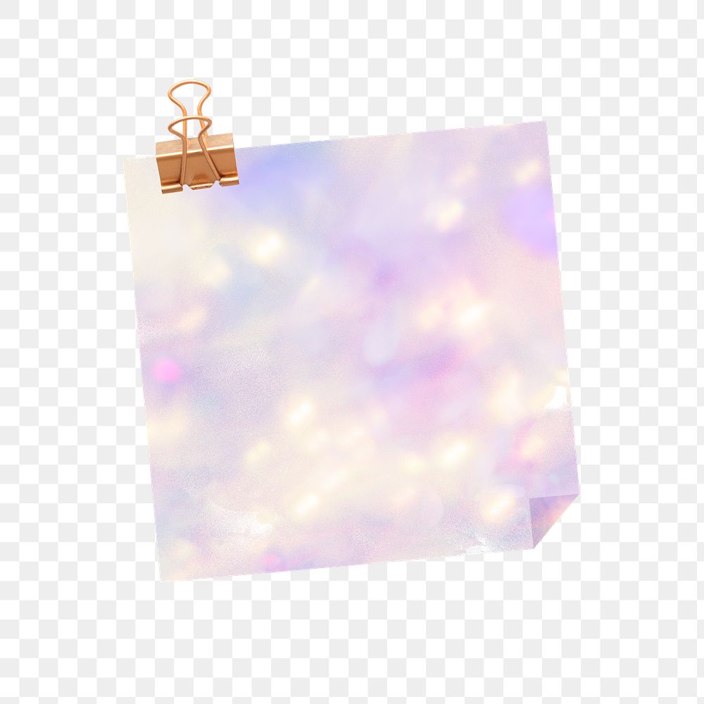 Purple bokeh patterned note with binder clip