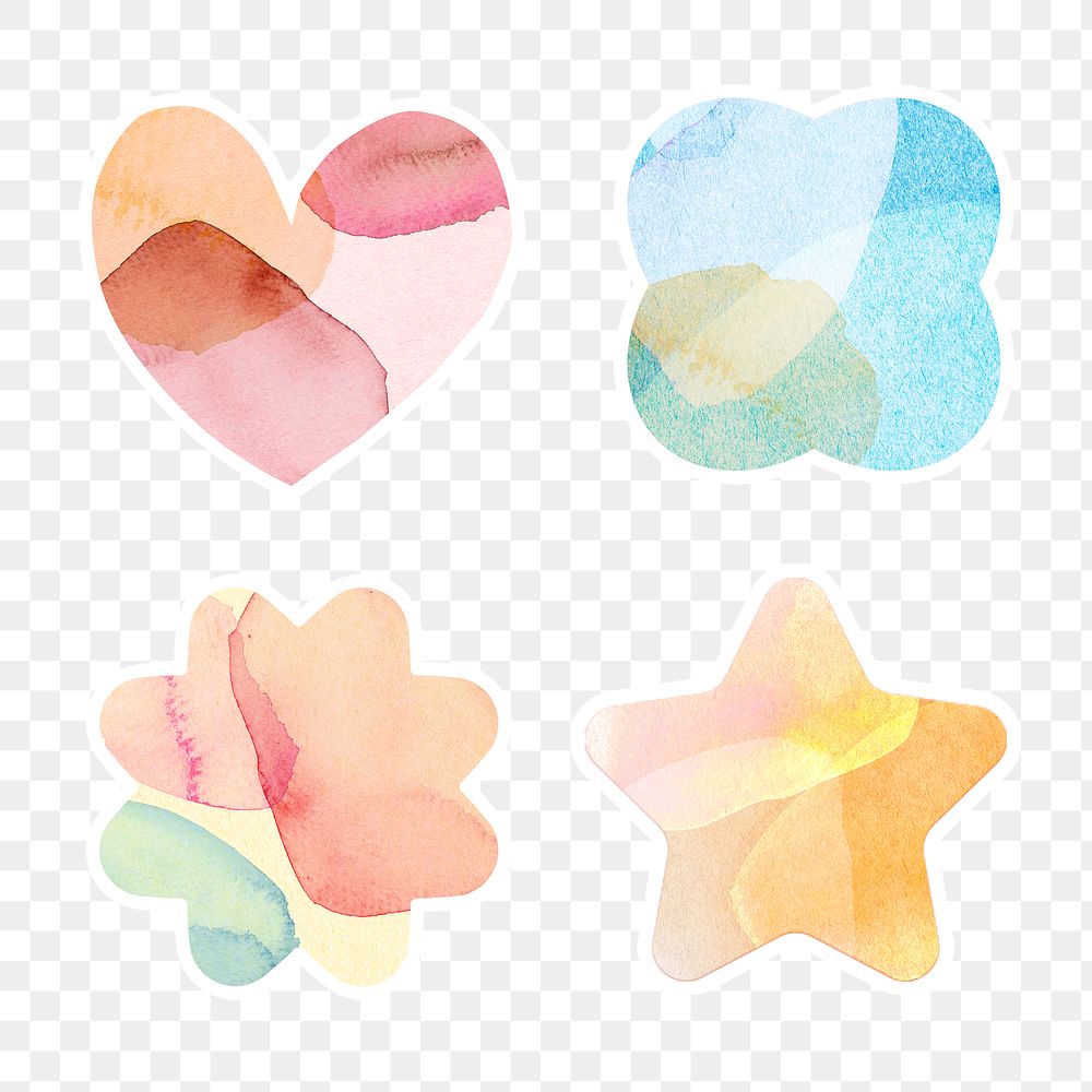 Cute sticky note watercolor style stickerdesign element set