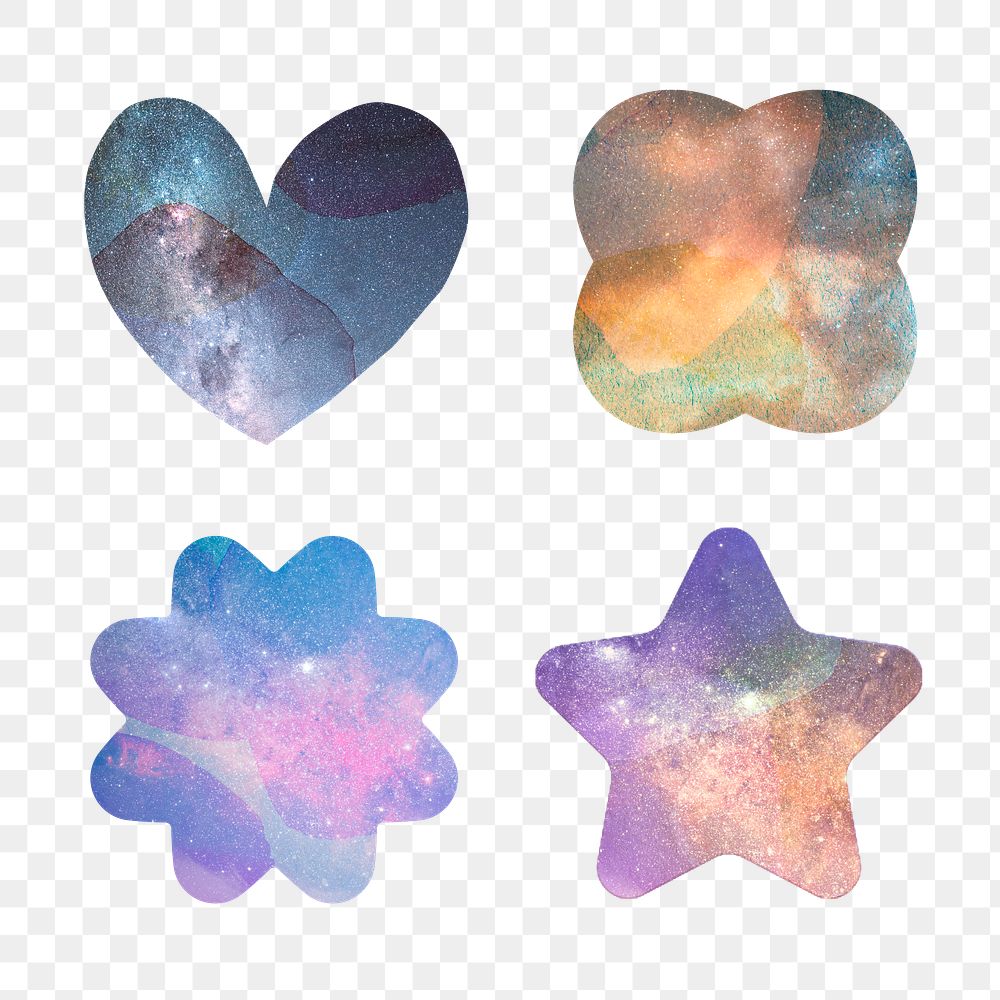 Galaxy sticky note watercolor style design element set