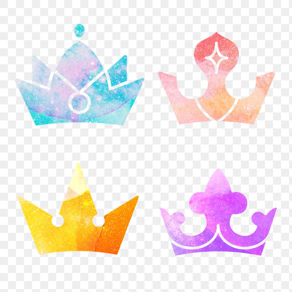Colorful crown sticker design element collection