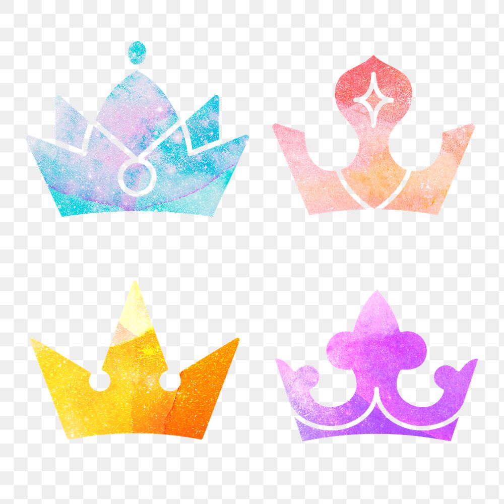 Colorful crown sticker design element collection