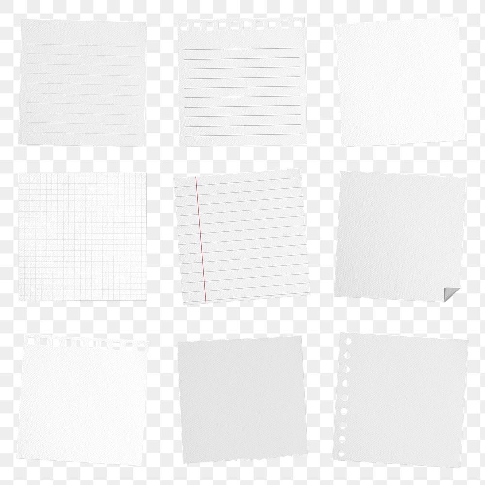 White paper sticky note design element collection
