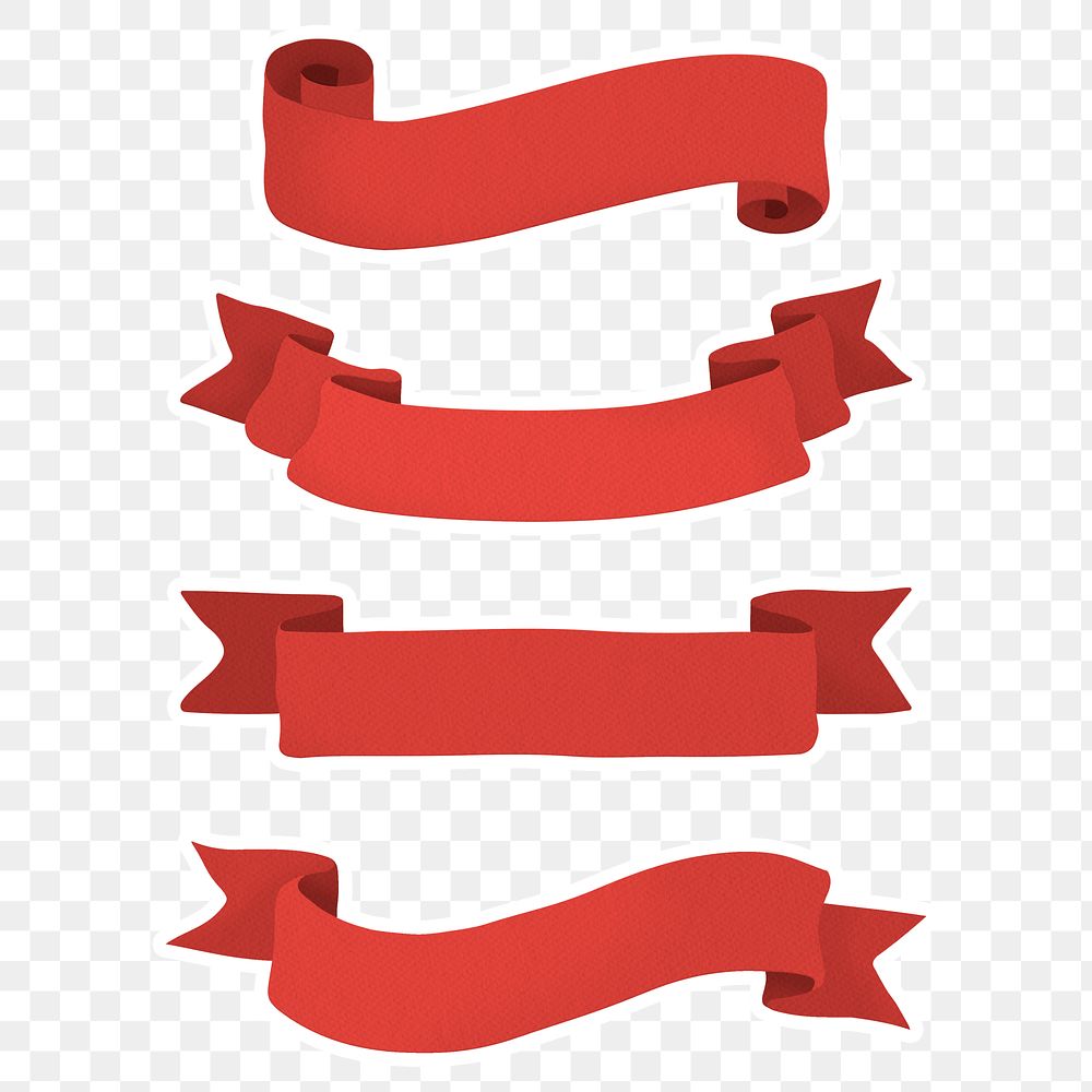 Red paper ribbon banner design element collection