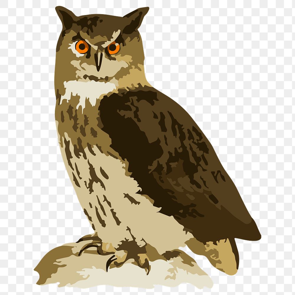 Vectorized Eurasian eagle-owl sticker overlay design element