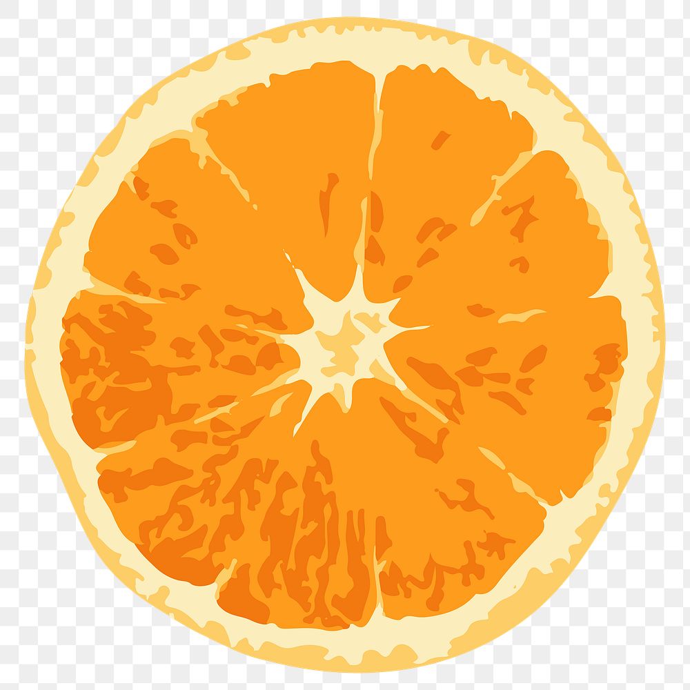 Hand drawn vectorized half of tangerine orange sticker design element
