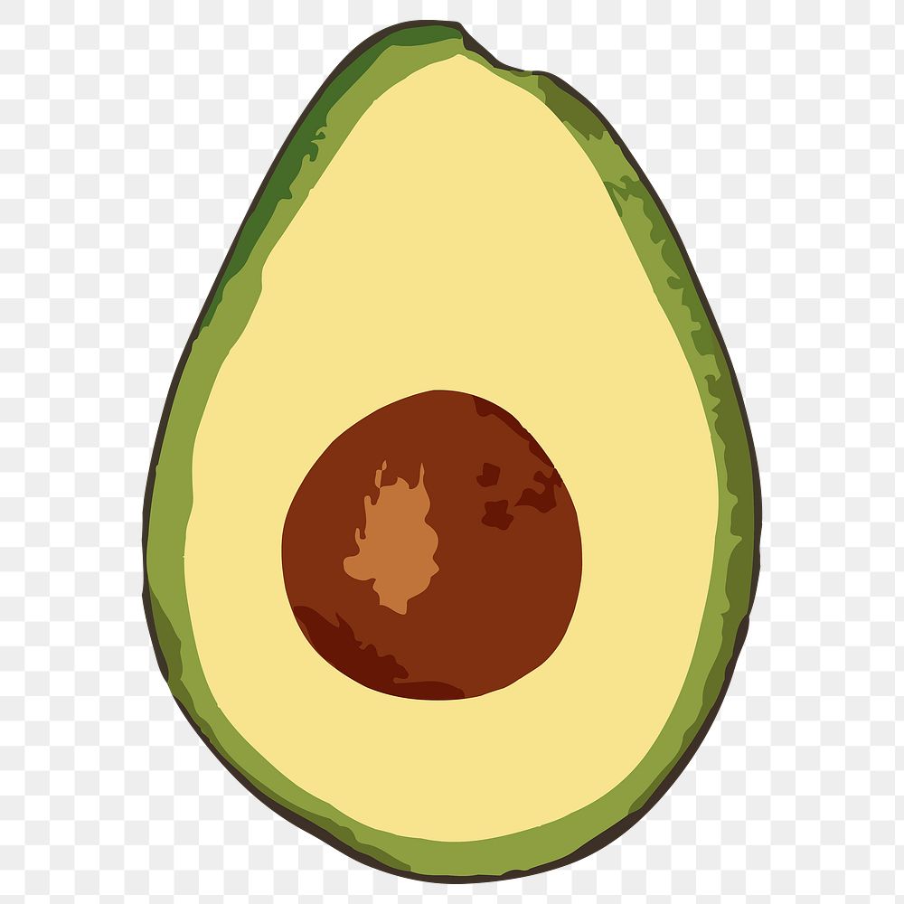 Vectorized avocado sticker overlay design element