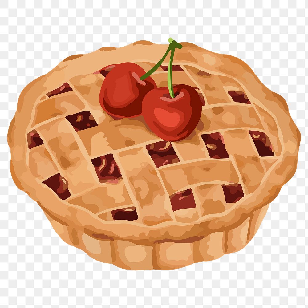 Hand drawn vectorized cherry pie sticker design resource