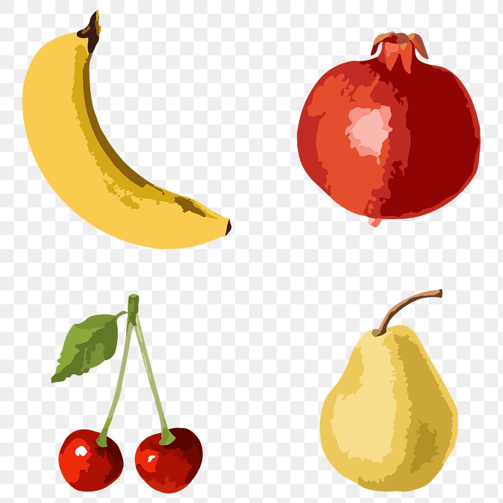 Vectorized tropical fruit sticker collection design elements 