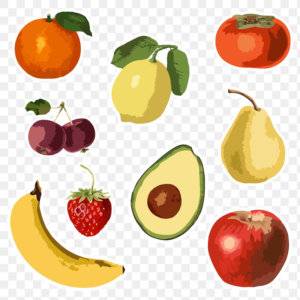 Vectorized tropical fruit sticker collection Premium PNG rawpixel