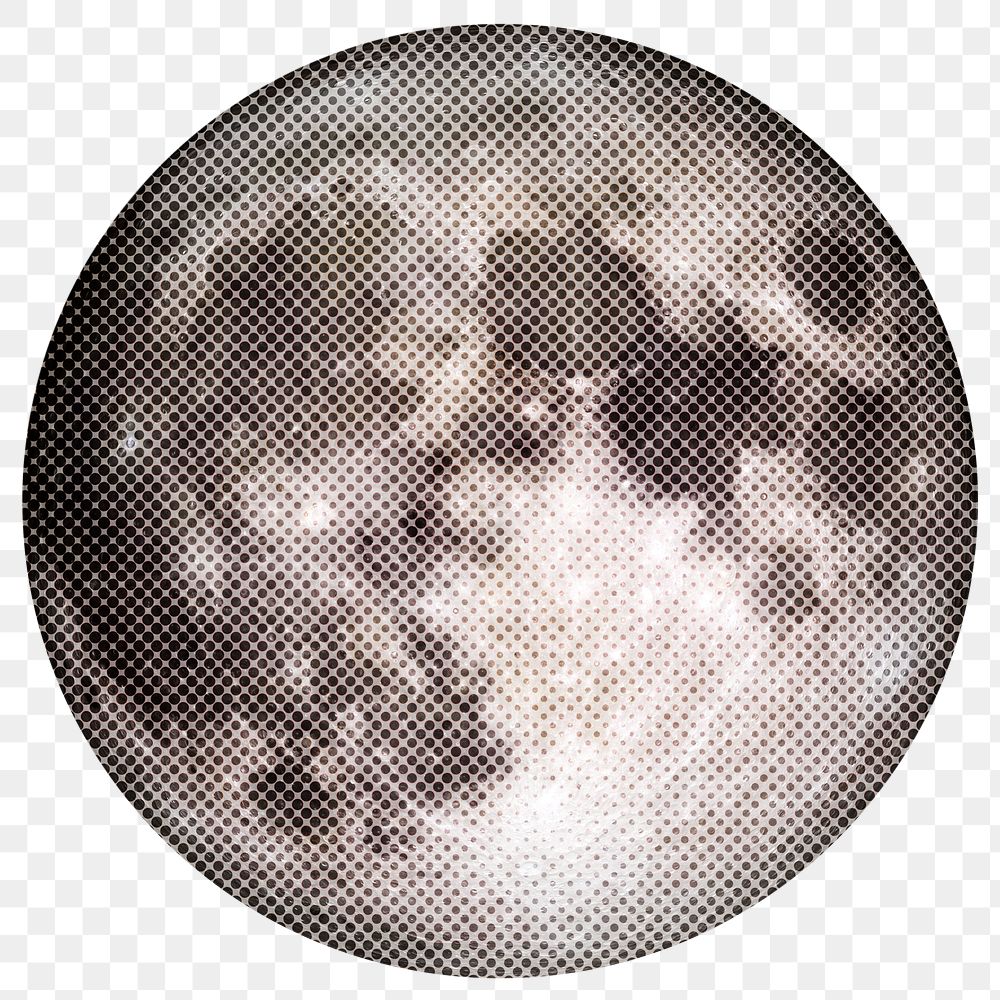 Halftone full moon sticker design element