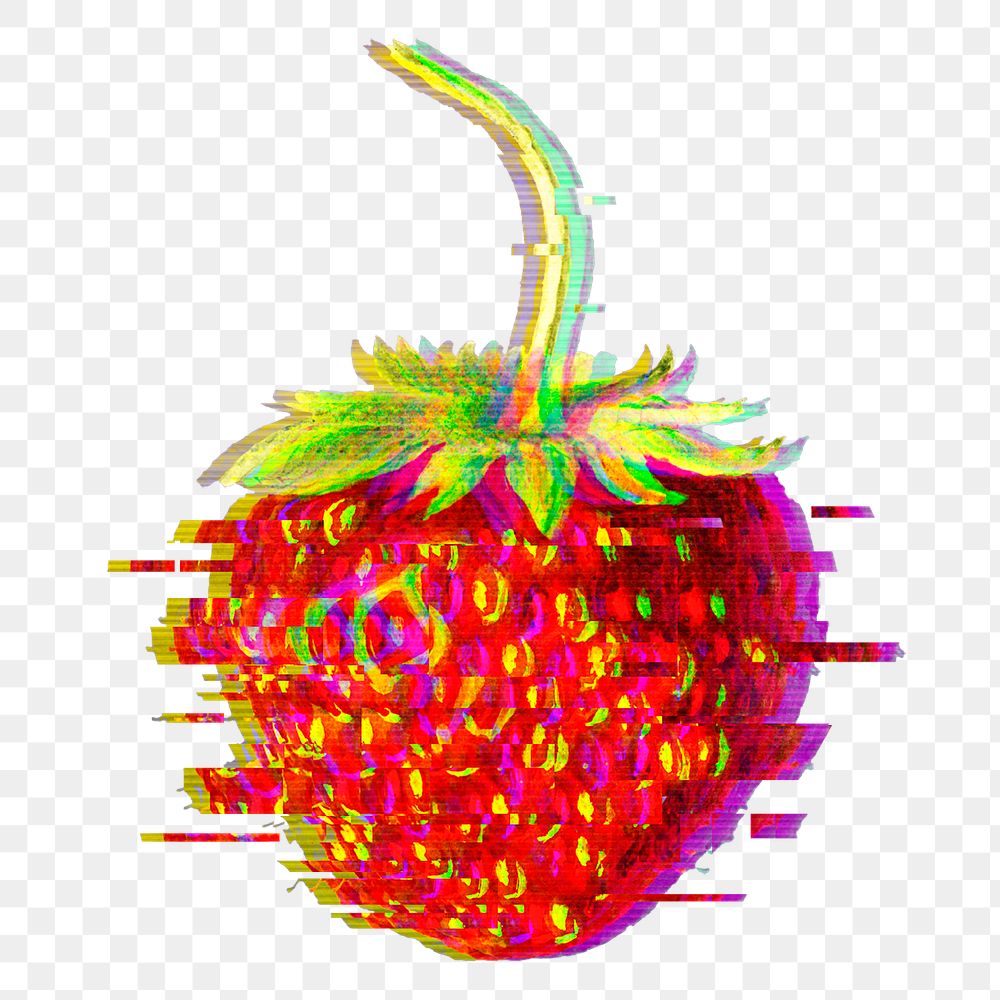 Strawberry with glitch effect  sticker overlay