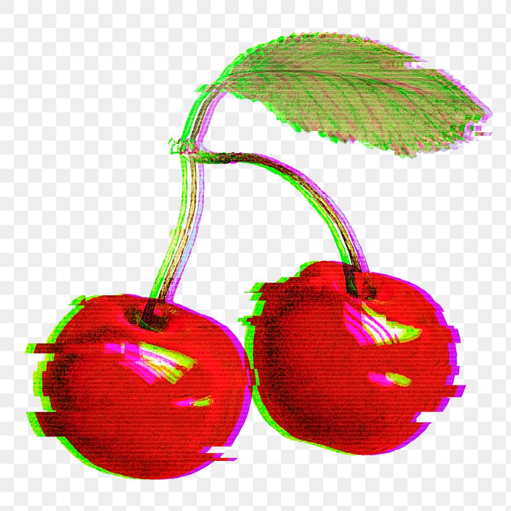 Maraschino cherry with glitch effect design element