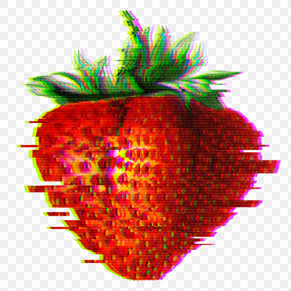 Strawberry with glitch effect design element