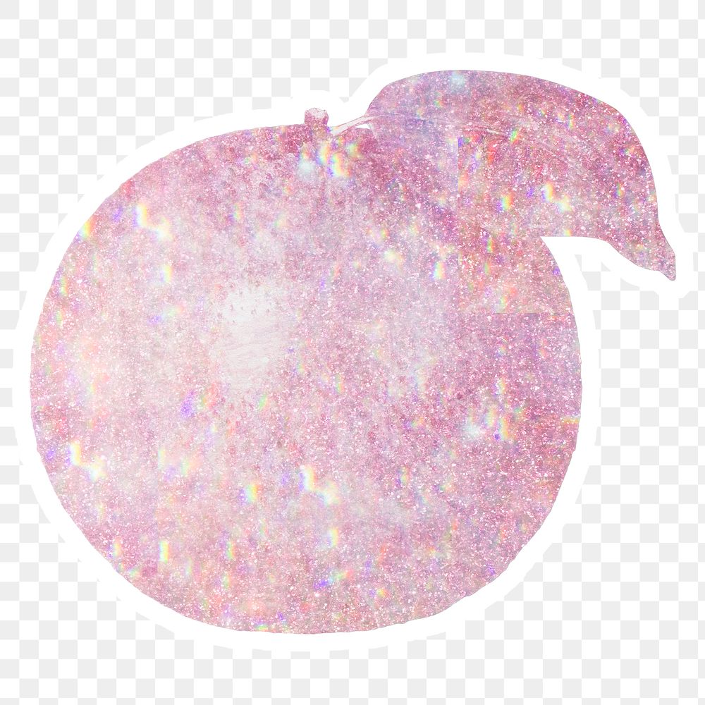 Pink holographic orange sticker design Free PNG Sticker rawpixel