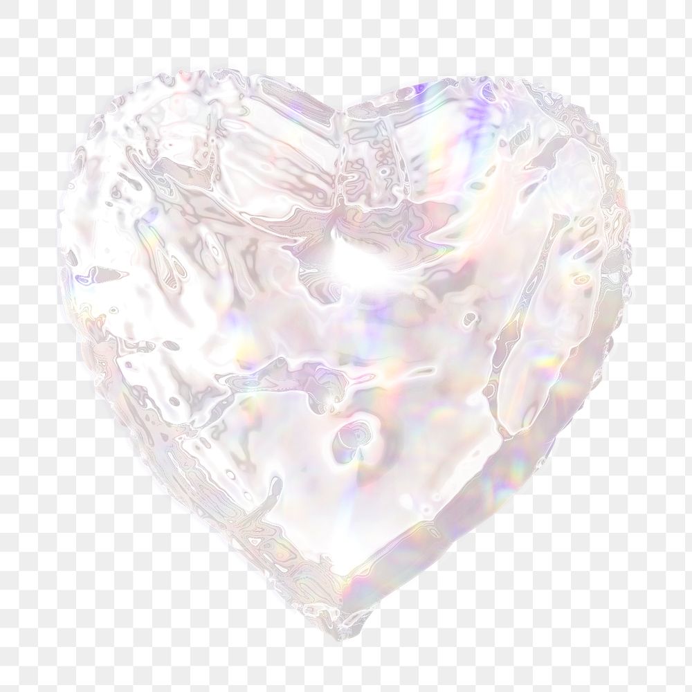 Silver holographic heart shaped balloon design element