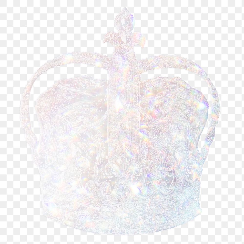 Silvery holographic royal crown design element