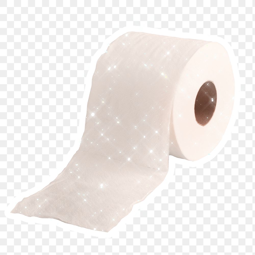 Sparkling tissue paper roll sticker with white border