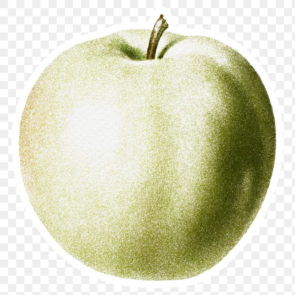 Hand drawn green apple sticker design element