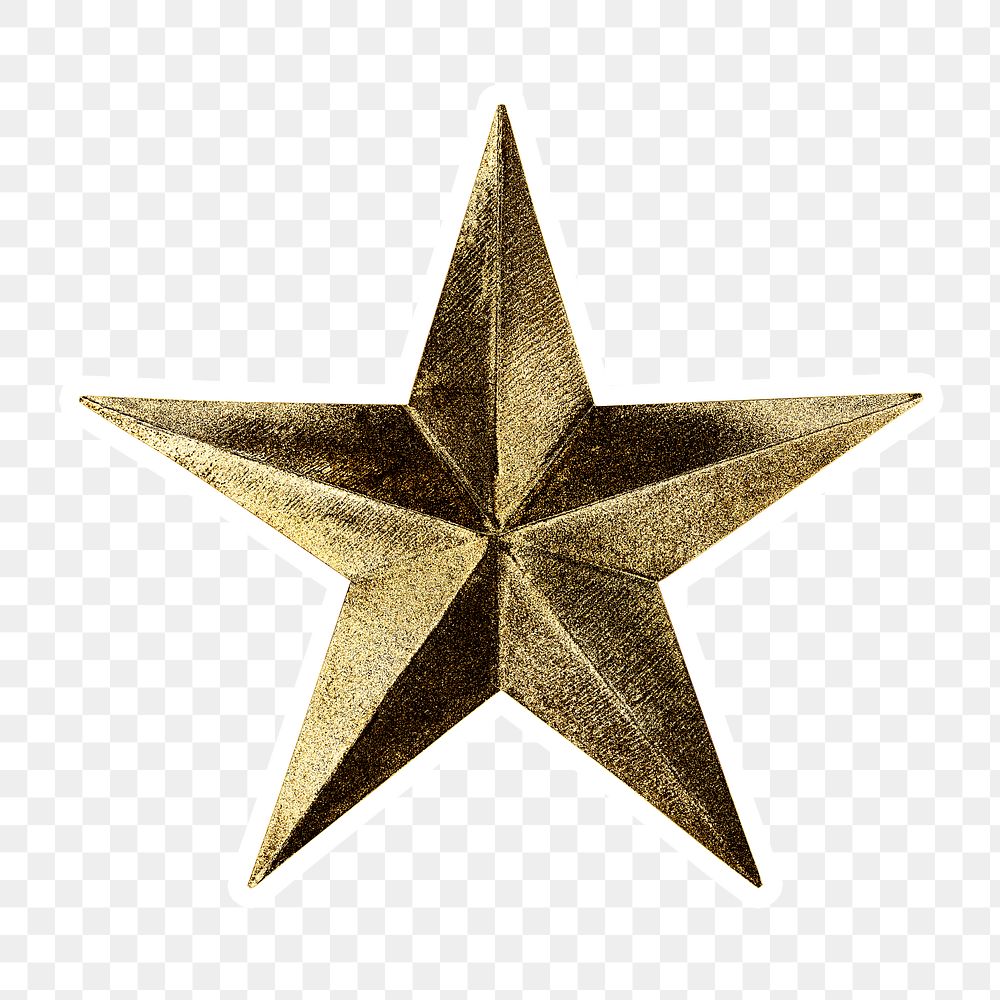 Gold star sticker with a white border