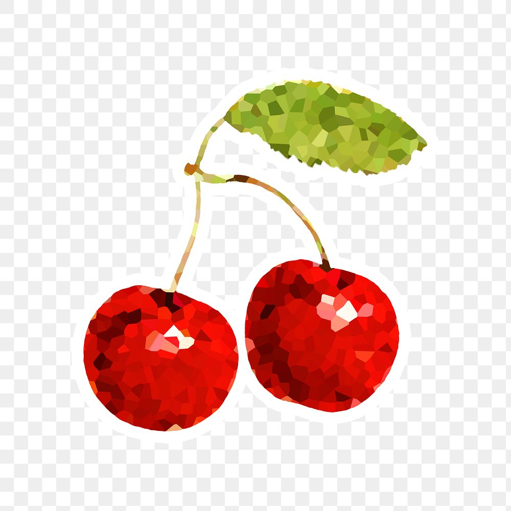 Red cherries crystallized style sticker overlay