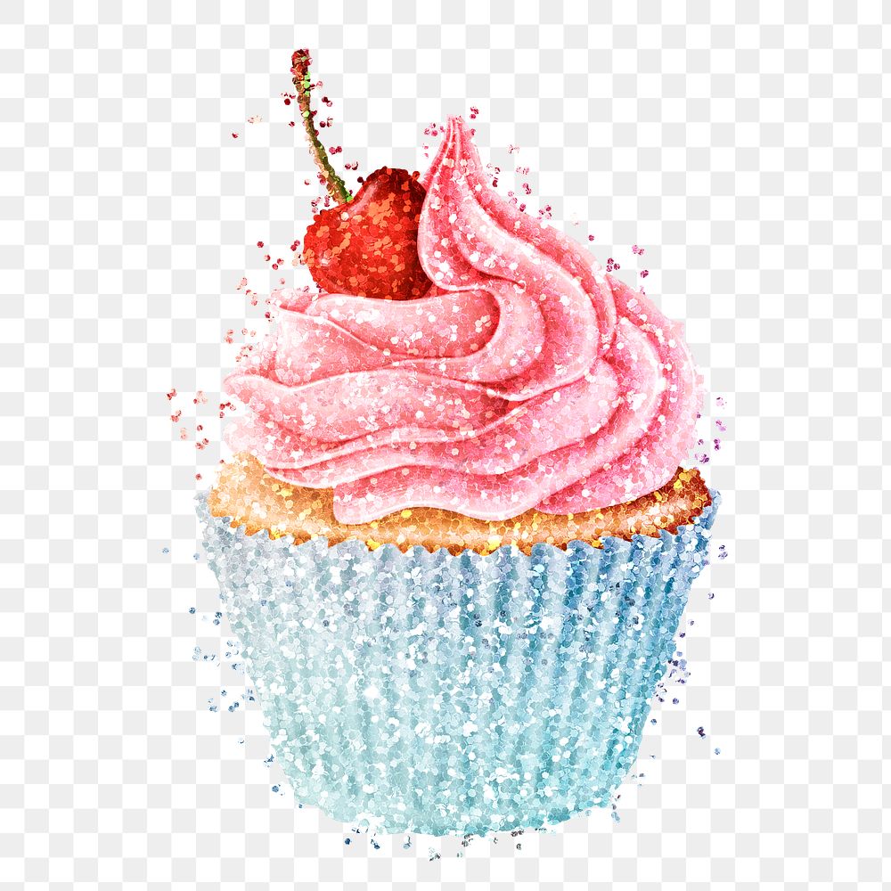Glitter cherry cupcake design element