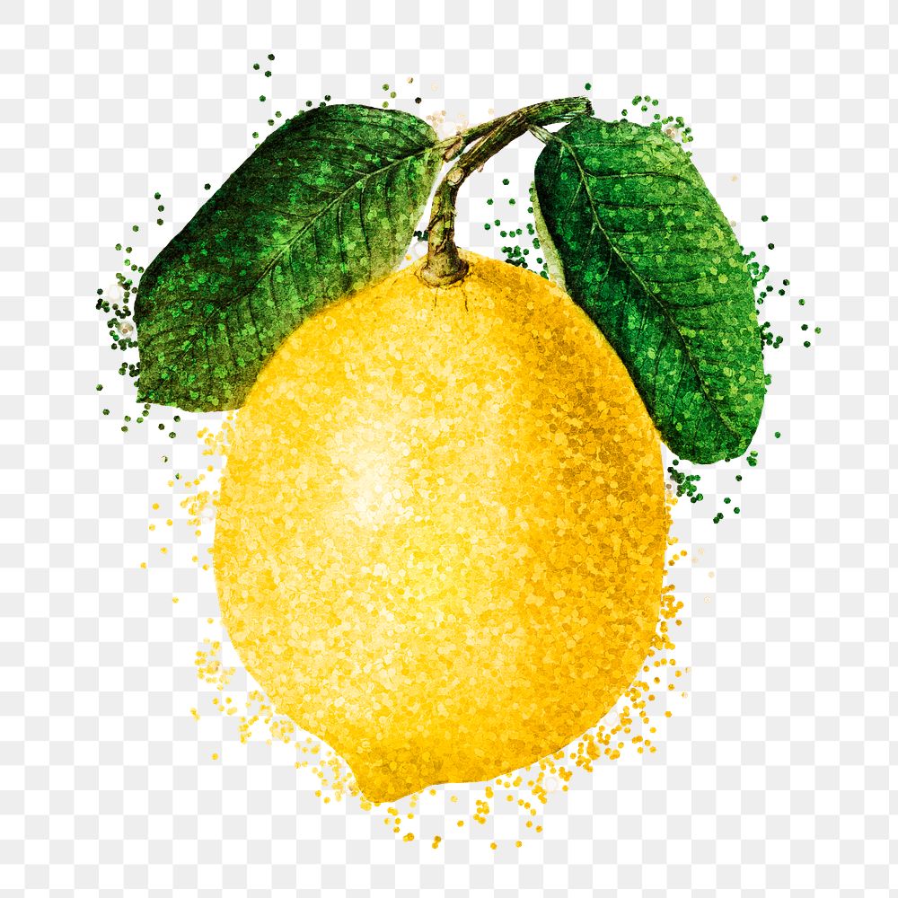 Glittery lemon sticker overlay design element