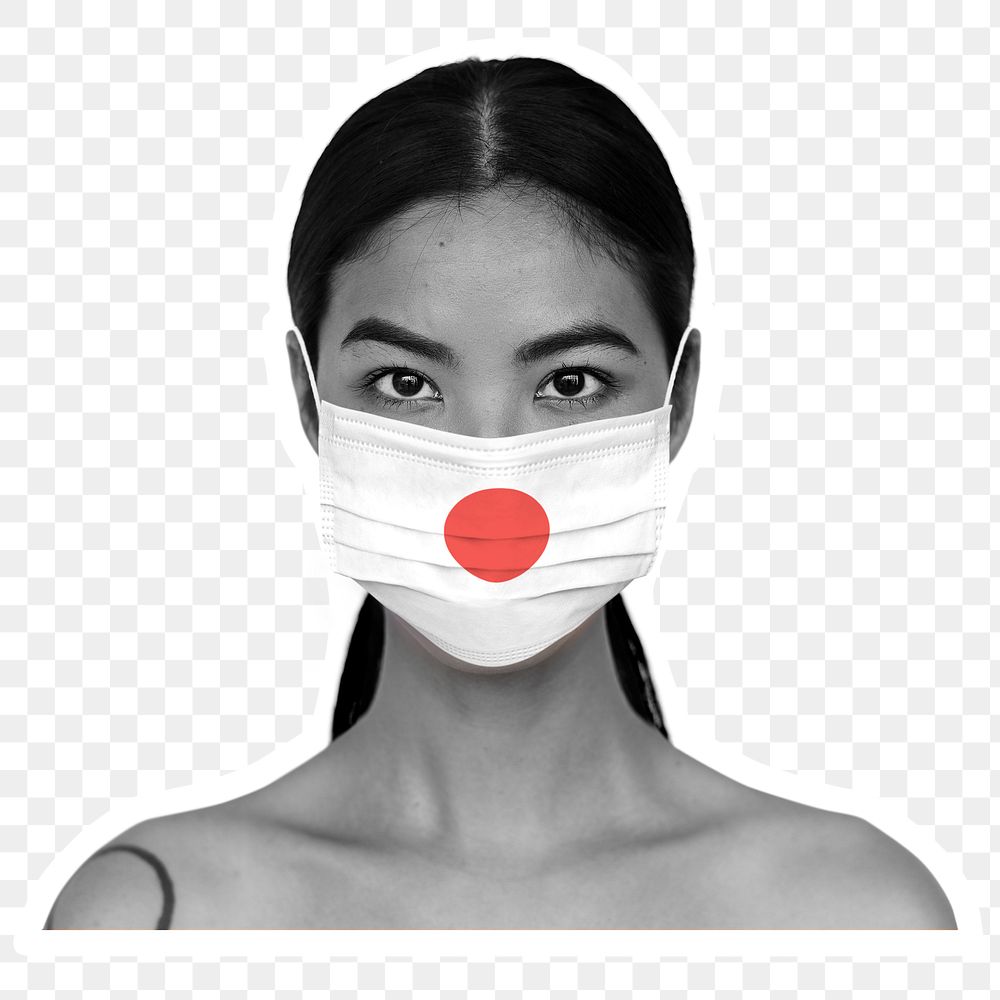 Japanese woman wearing a face mask during coronavirus pandemic mockup
