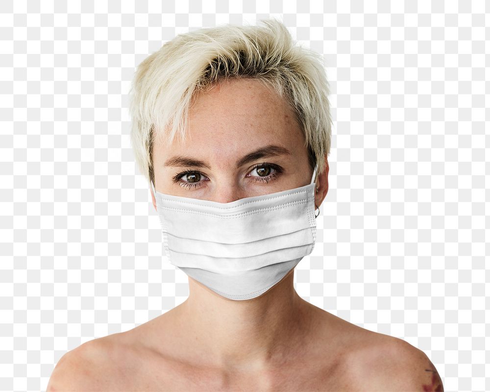 Woman wearing a face mask during coronavirus pandemic mockup