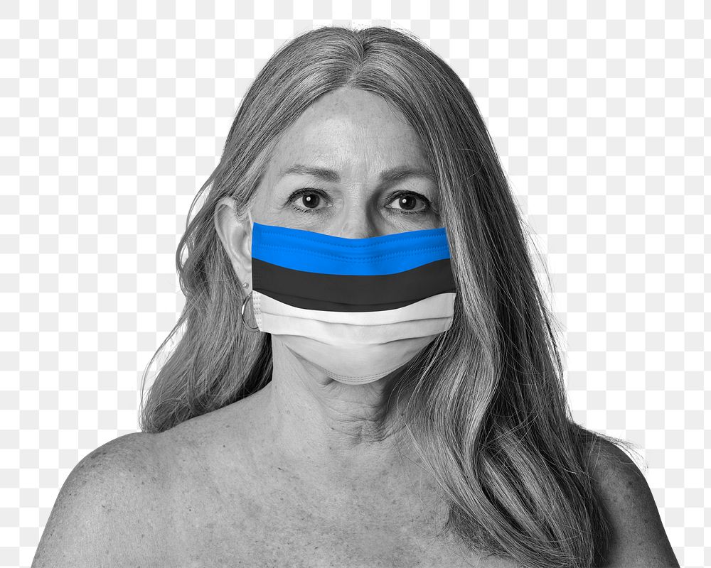 Estonian woman wearing a face mask during coronavirus pandemic