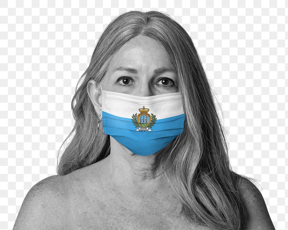 Sammarinese woman wearing a face mask during coronavirus pandemic
