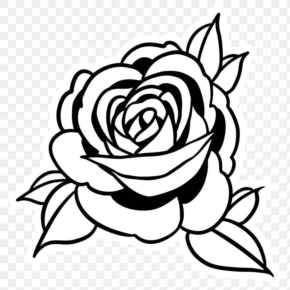 Rose flower outline sticker overlay | Free PNG Sticker - rawpixel