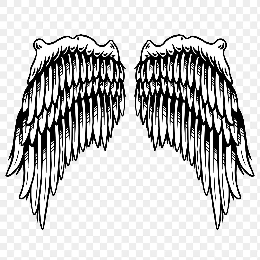 Wings outline sticker overlay design | Premium PNG Sticker - rawpixel