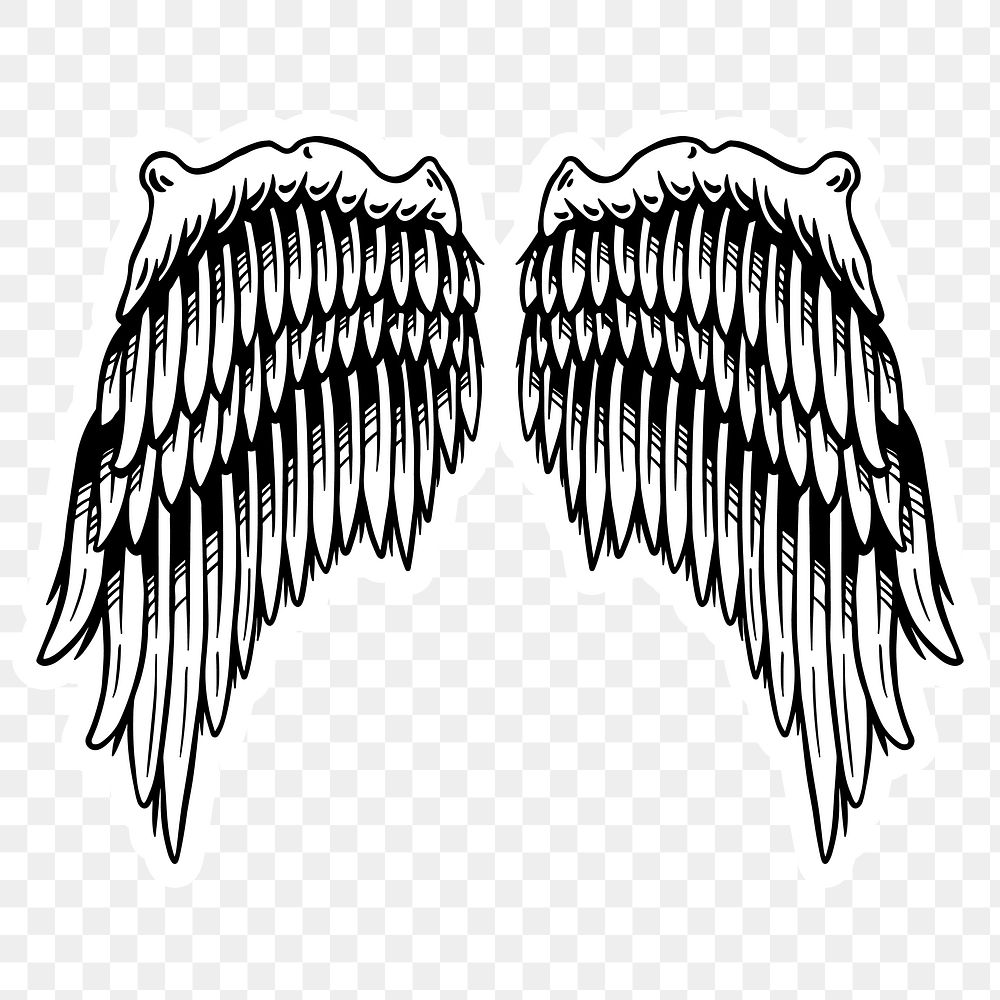 Wings outline sticker overlay with a white | Free PNG Sticker - rawpixel