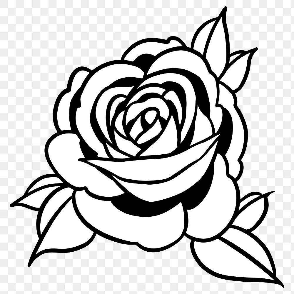 Rose flower outline sticker overlay | Premium PNG Sticker - rawpixel