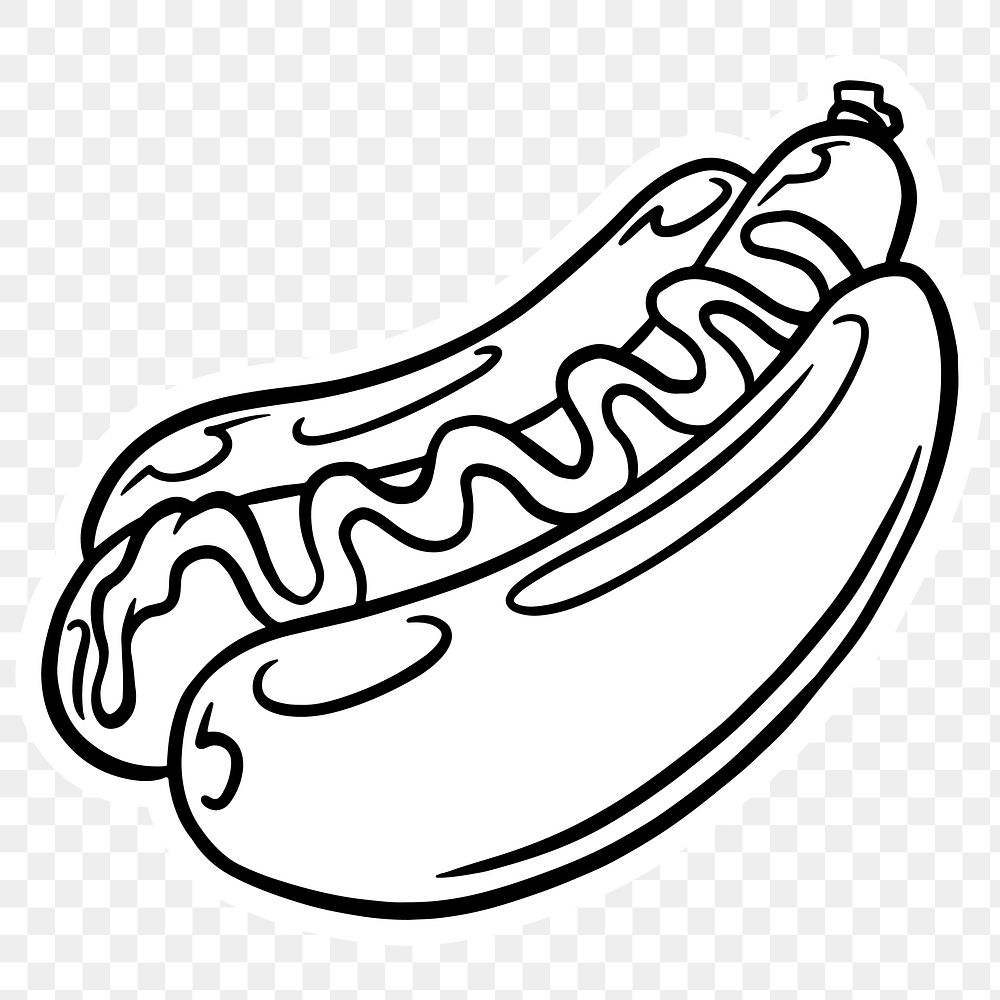 Hot dog sticker with white border design element