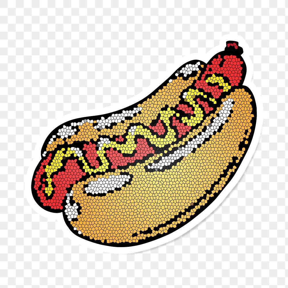 Hot dog sticker with white border design element