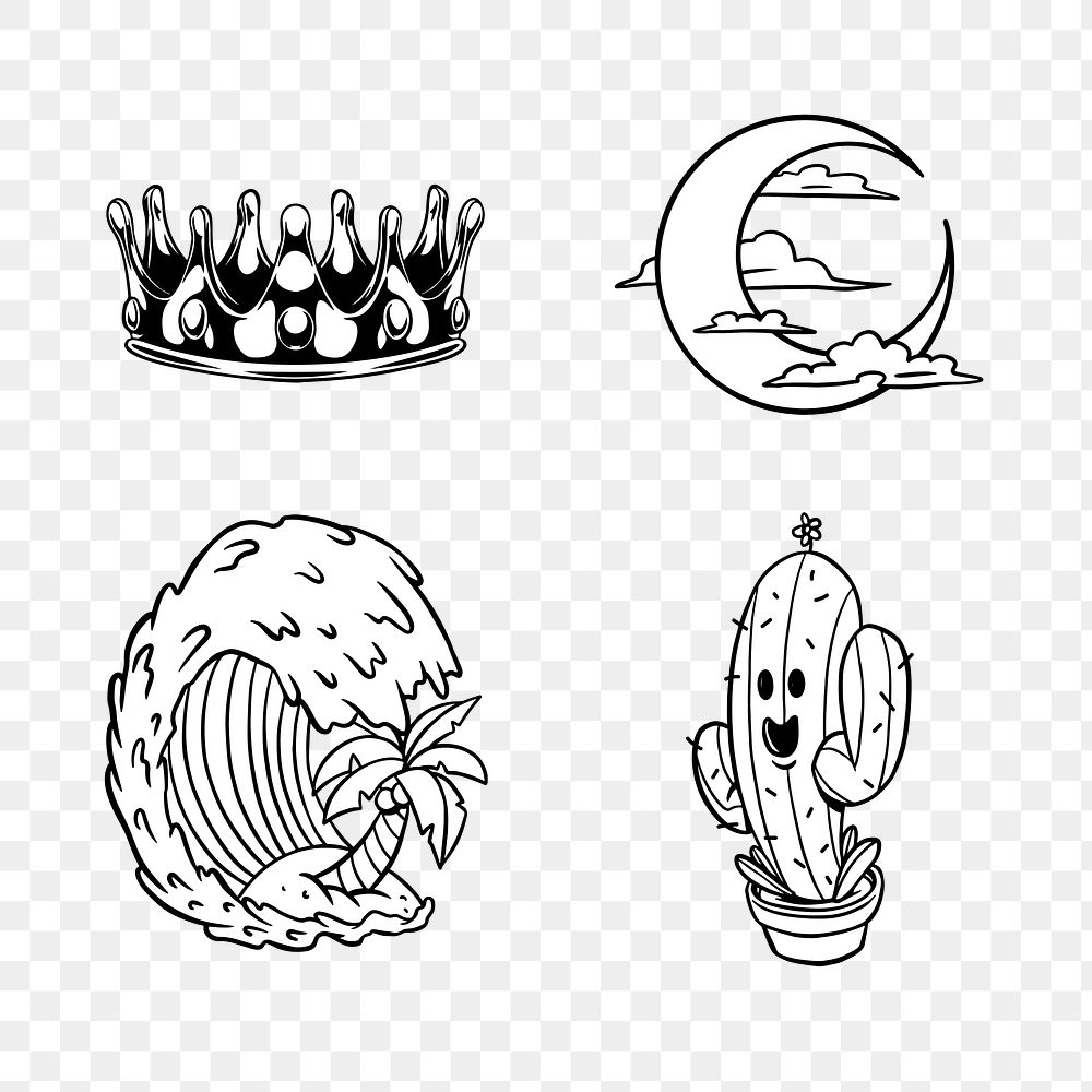 Cool black and white sticker Premium PNG rawpixel