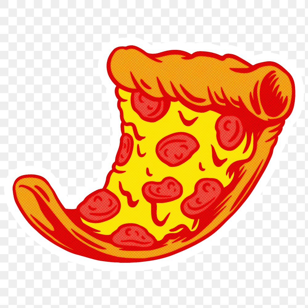 Pepperoni pizza sticker with a white border