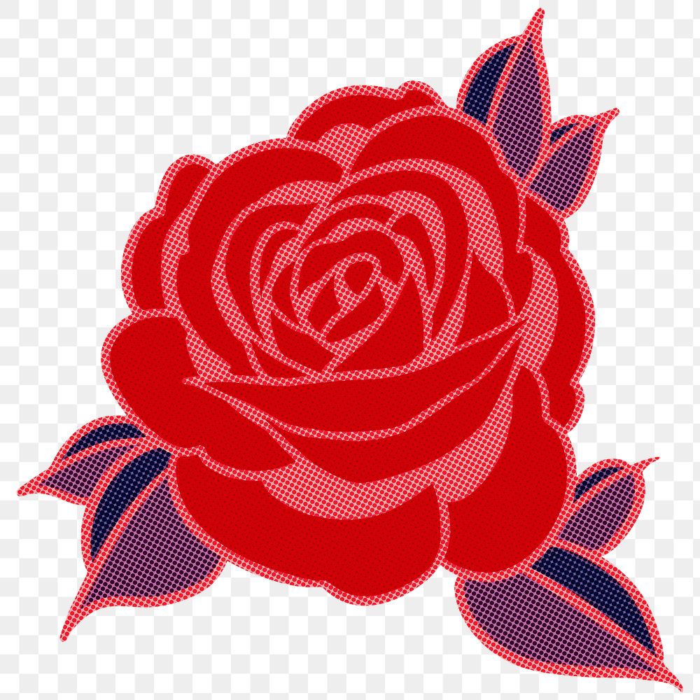 Red rose flower sticker design element