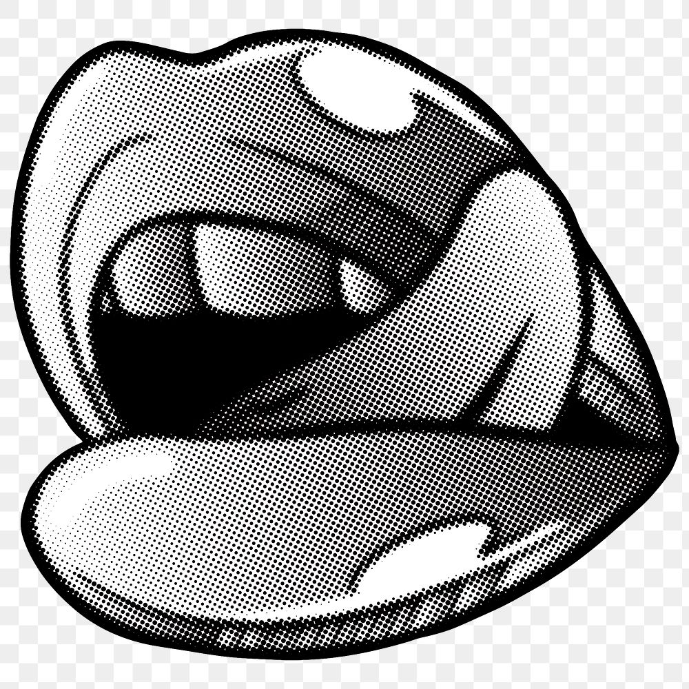 Gray lips with tongue licking | Free PNG Sticker - rawpixel